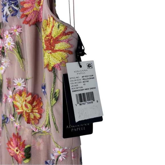 ADRIANNA PAPELL FLORAL HIGH LOW DRESS SLEEVELESS EMBROIDERED GARDEN COCKTAIL - Picture 11 of 14